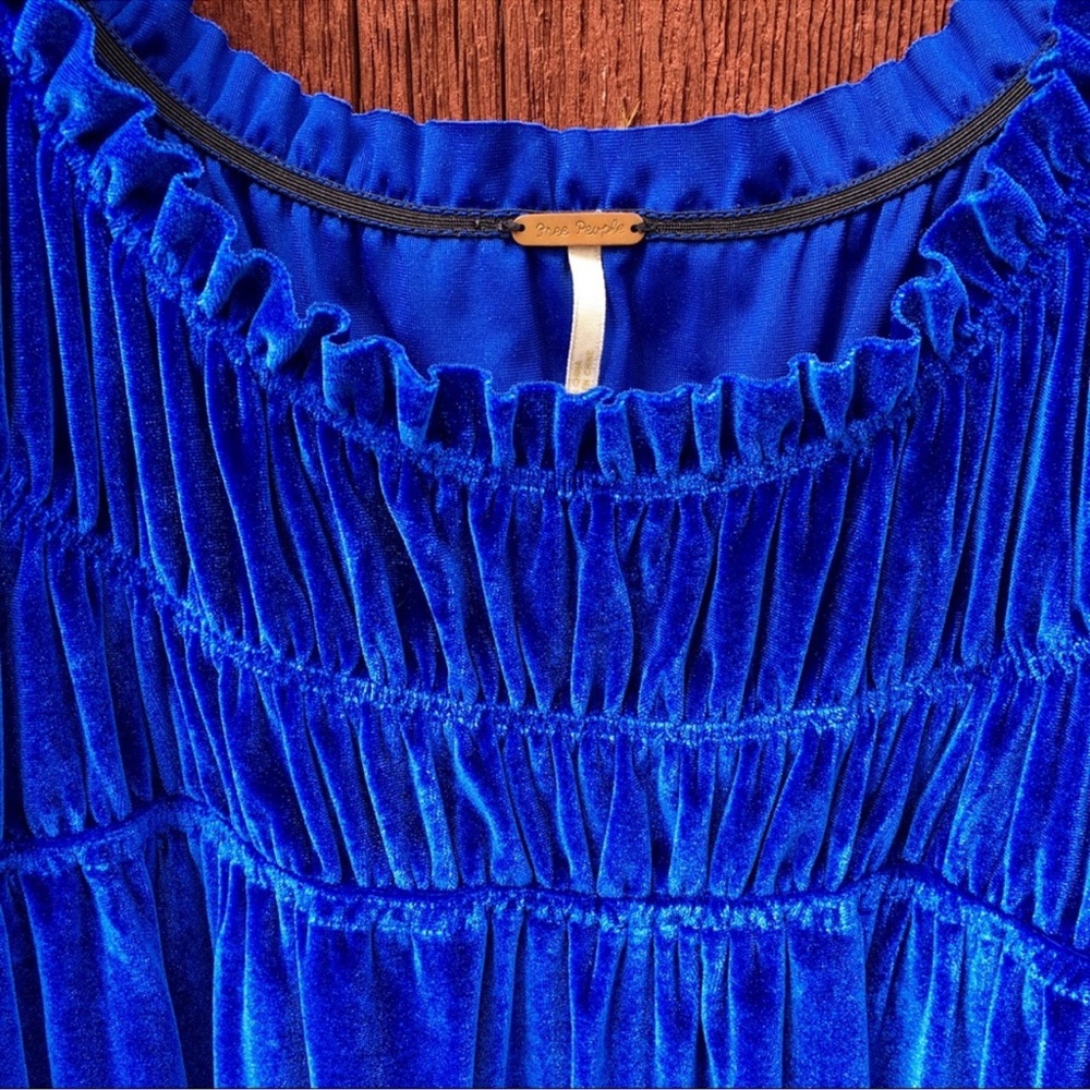 Free People Vibrant Blue Velvet Dress - Picture 5 of 6